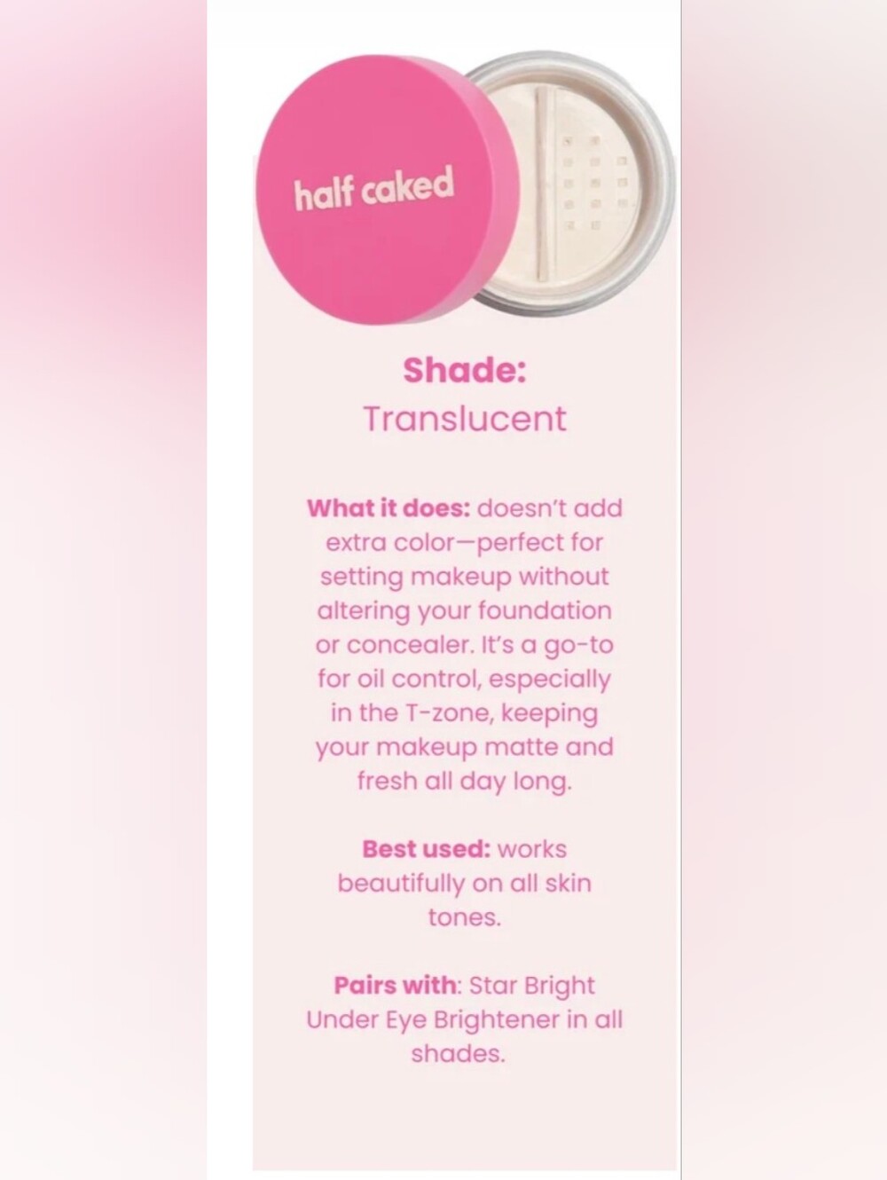 Half Caked Translucent Setting Powder - Picture 3 of 3